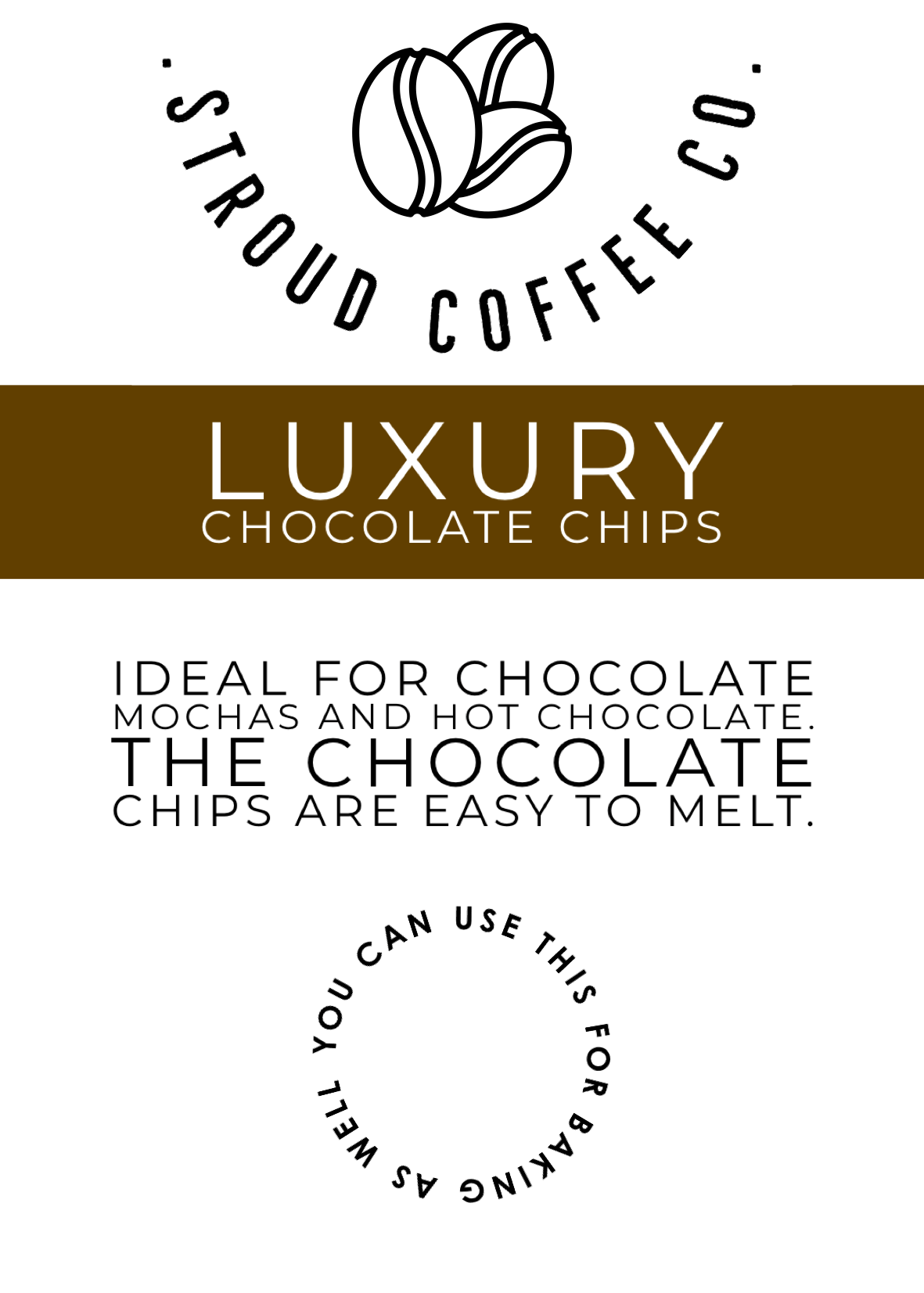Ideal for the most amazing hot chocolates.
Melt a small amount of chocolate with a little hot water.Then add cold milk and steam together.
You won't be disappointed!