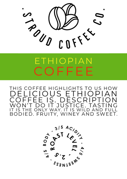 This coffee highlights to us how delicious Ethiopian coffee is. It is wild, winey and yet full bodied.
Our Ethiopian Coffee is grown about 1600 masl in the Oromia re
